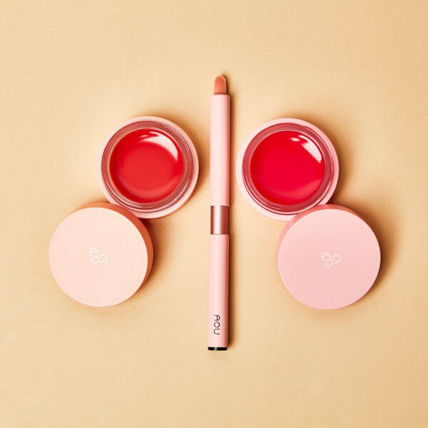 SET AOU Glowy Tint Balm + Lip Brush Yvescosmetic