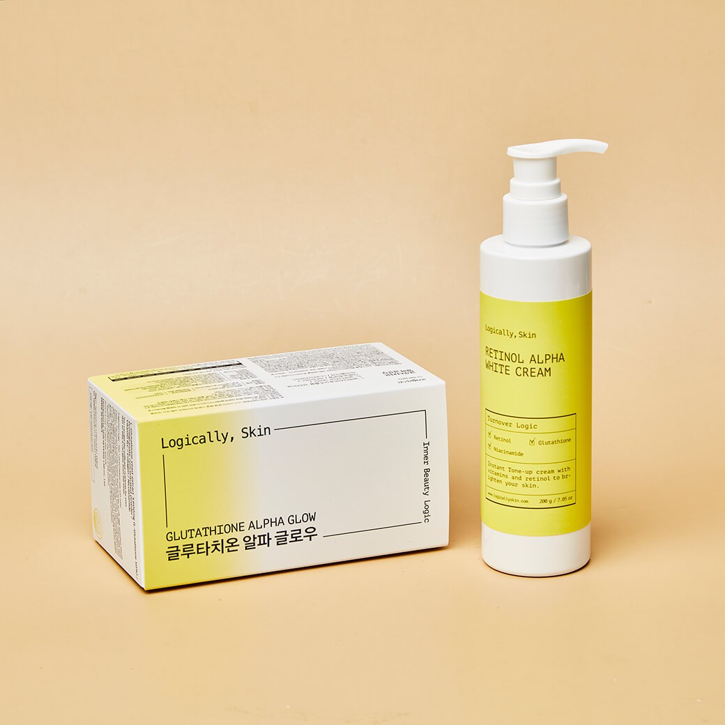 SET Logically, Skin Glutathione Alpha Glow 30ซอง/กล่อง + Retinol Alpha White Cream 200g