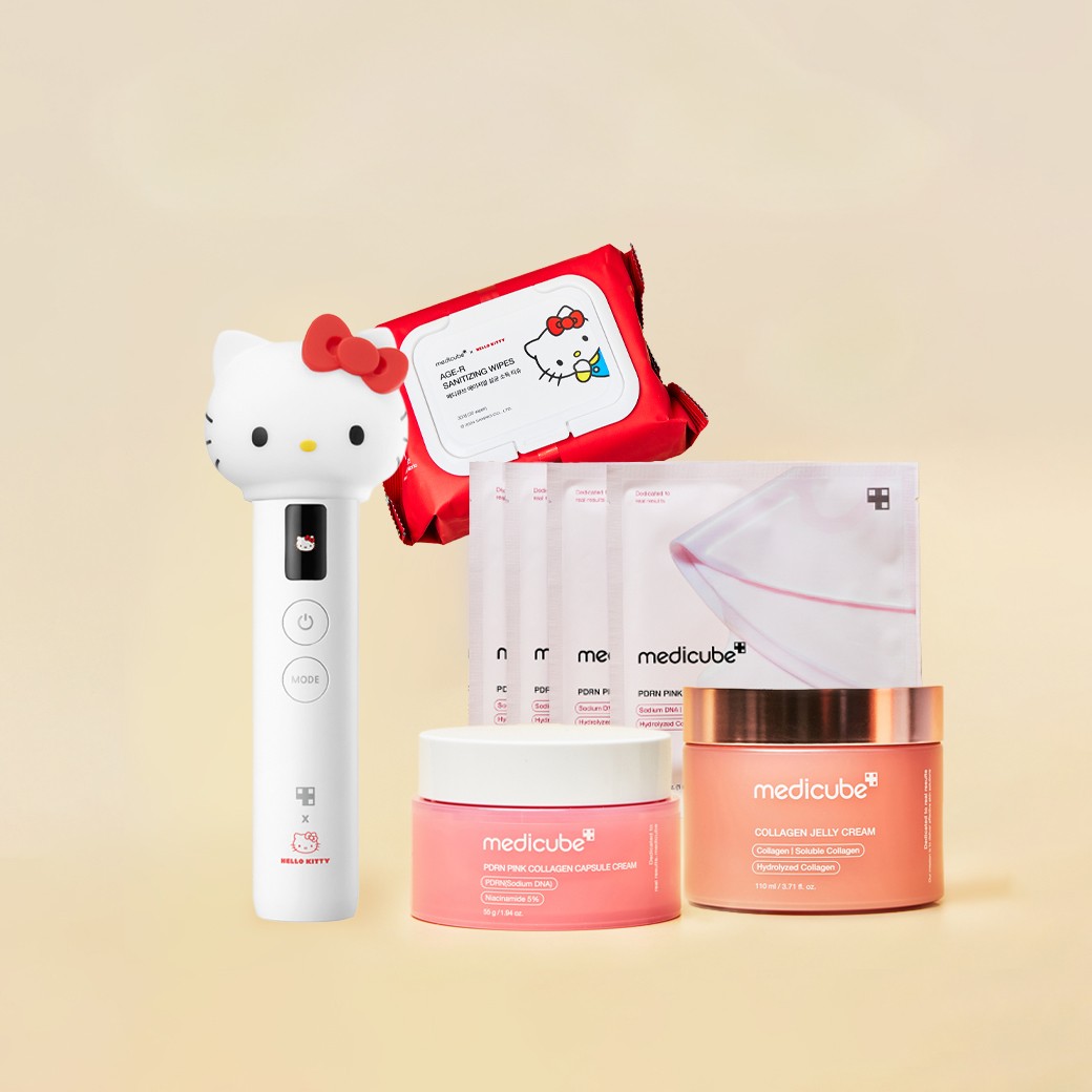 SET Medicube Booster Pro X Hello Kitty + PDRN Pink Capsule Cream + Jelly Cream + Mask 4 ea