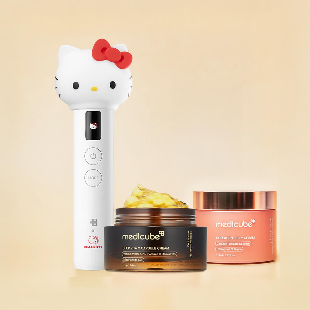 SET Medicube Booster Pro X Hello Kitty + Deep Vita C Capsule Cream + Medicube jelly