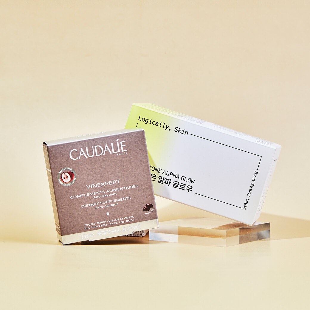 SET CAUDALIE Vinexpert Dietary Supplements + Logically, Skin Glutathione Alpha Glow