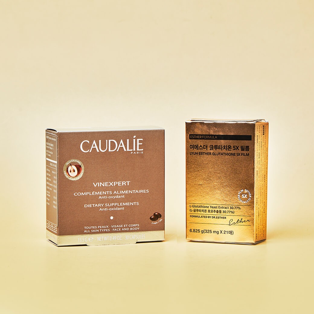 SET CAUDALIE Vinexpert Dietary Supplements + ESTHER FORMULA Glutathione 5X Film