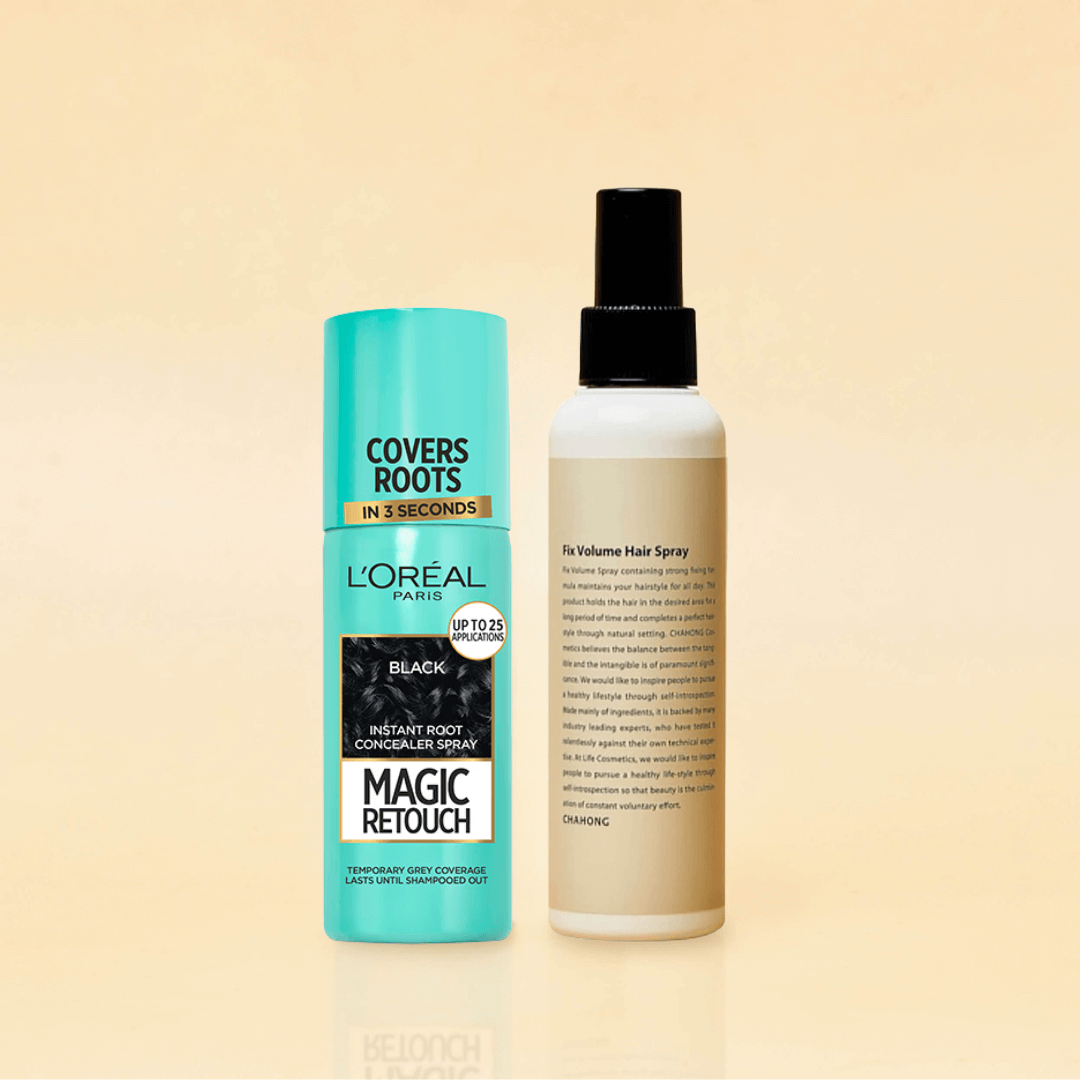 SET L’Oreal Paris Magic Retouch Spray (Black) + CHAHONG Fix Volume Spray 150 ml