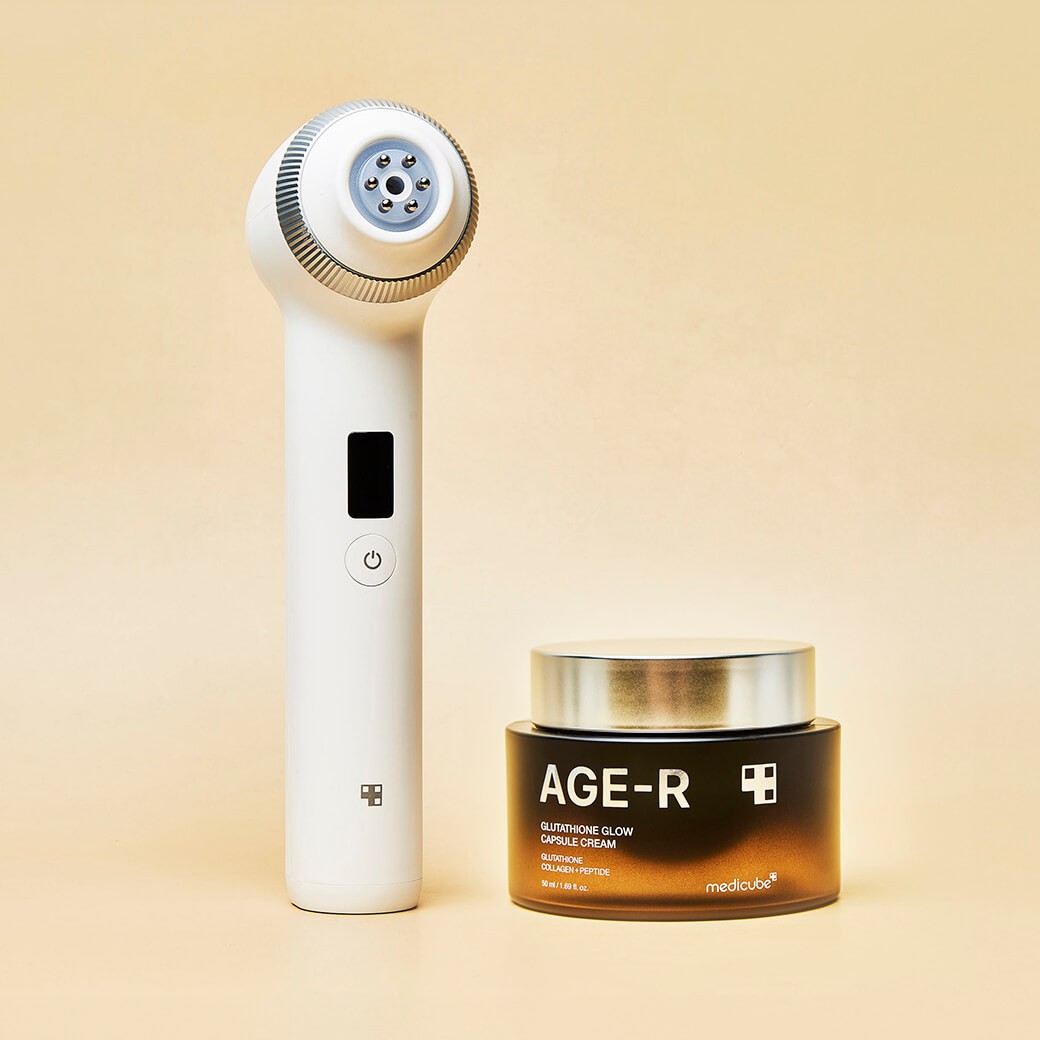 SET Medicube AGE-R Ultra Tune Lifting Collagen Device + Glutathione Glow Capsule Cream 50ml