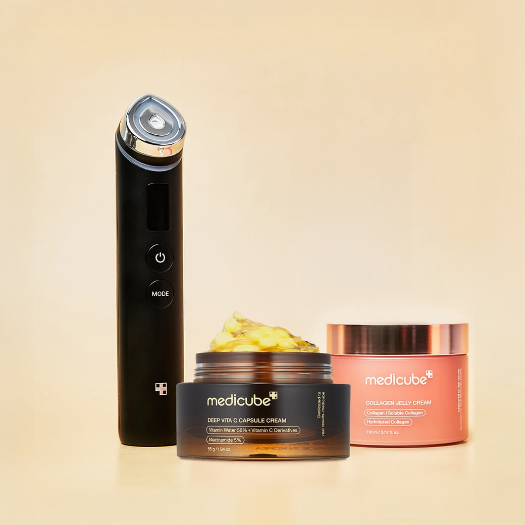 SET Medicube AGE-R Booster Pro Black + Deep Vita C Capsule Cream + Medicube jelly