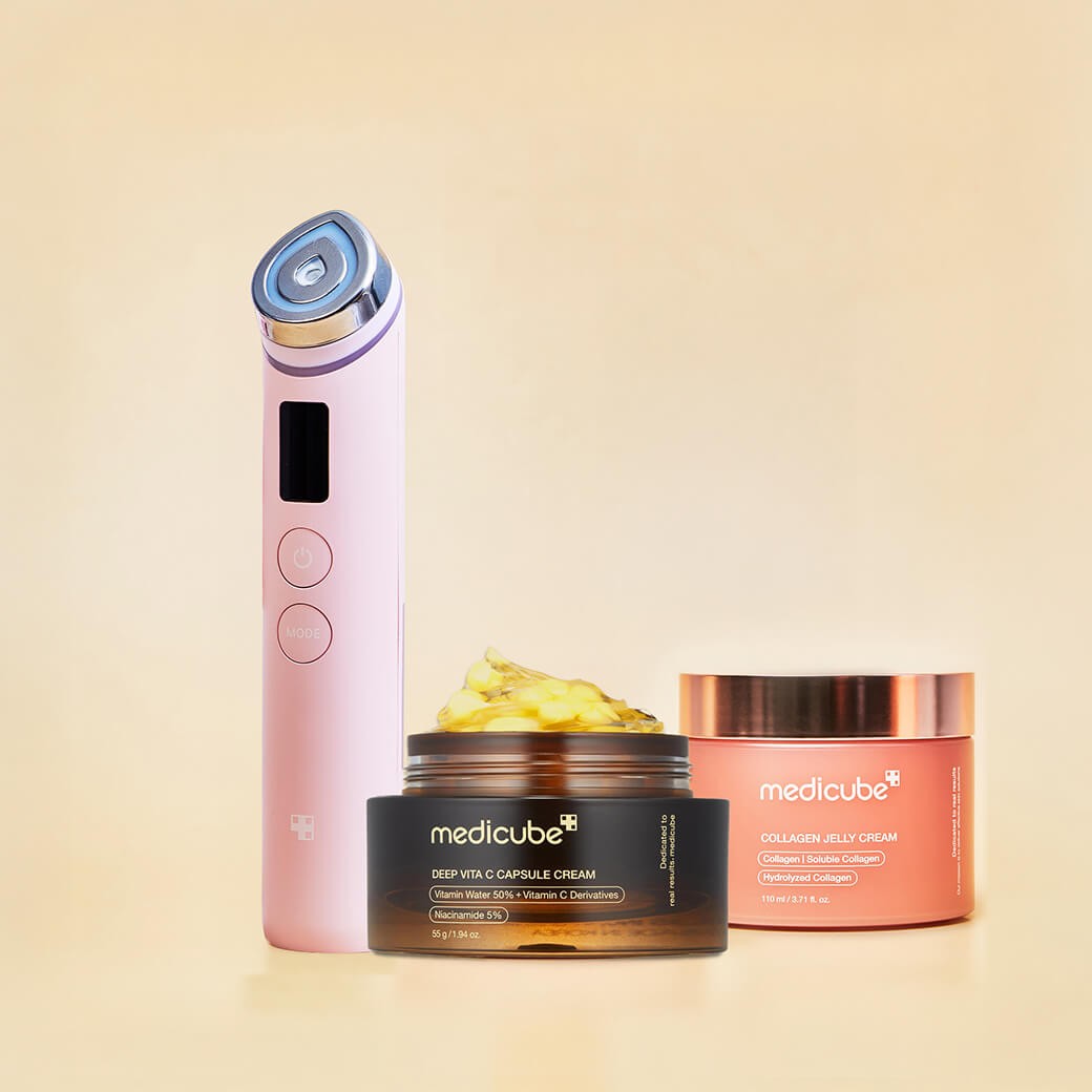 SET Medicube AGE-R Booster Pro Pink + Deep Vita C Capsule Cream + Medicube jelly