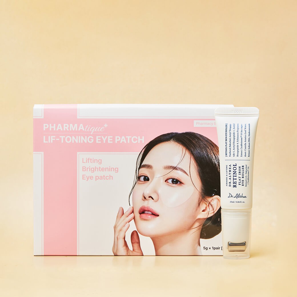 SET Dr.Althea Retinol Flat Iron Eye Roller 25 ml + PHARMAtique+ Lif-Toning Eye Patch