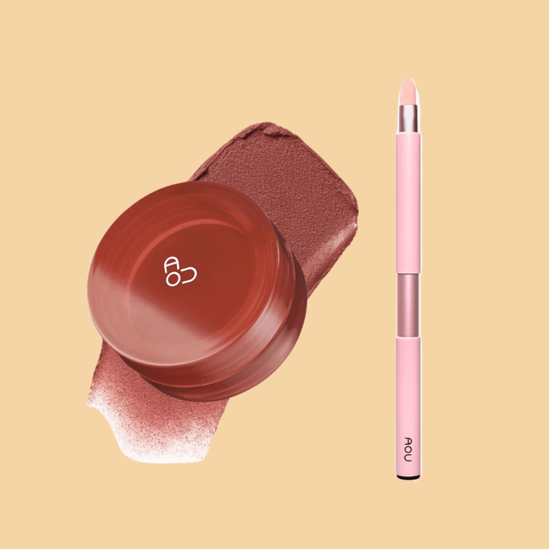 SET AOU Lip Brush + Floofy Matte Balm 02 fallen leaf balm