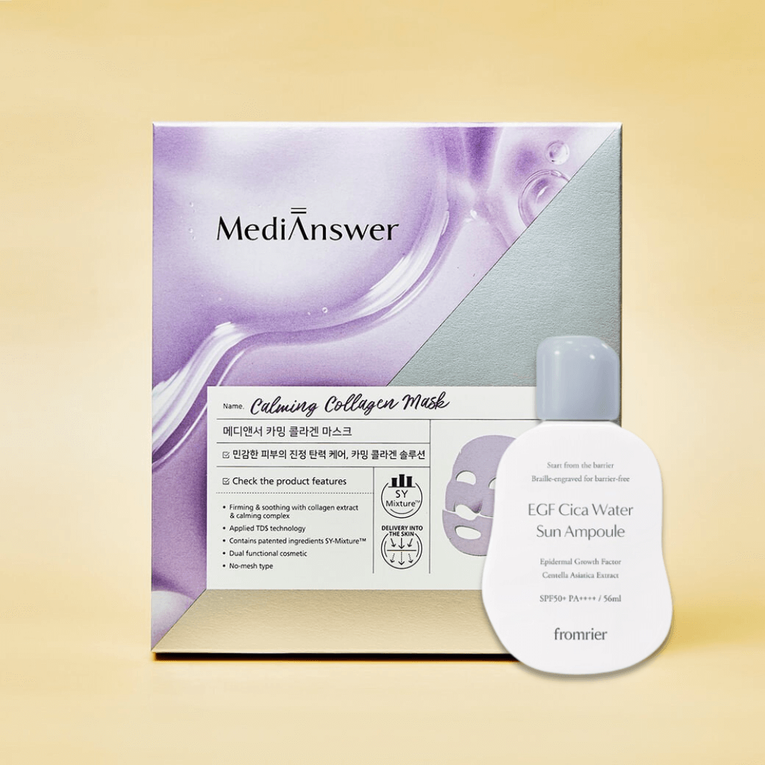 SET MediAnswer Calming Collagen Mask + fromrier EGF Cica Water Sun Ampoule