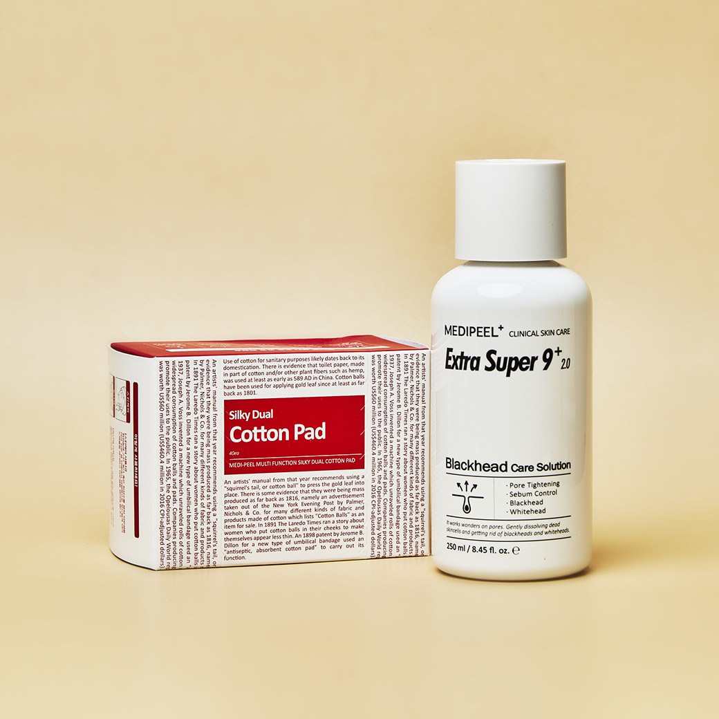 MEDI-PEEL Extra Super 9+ 2.0 Blackhead Care Solution 250ml + Silky Cotton Dual Makeup