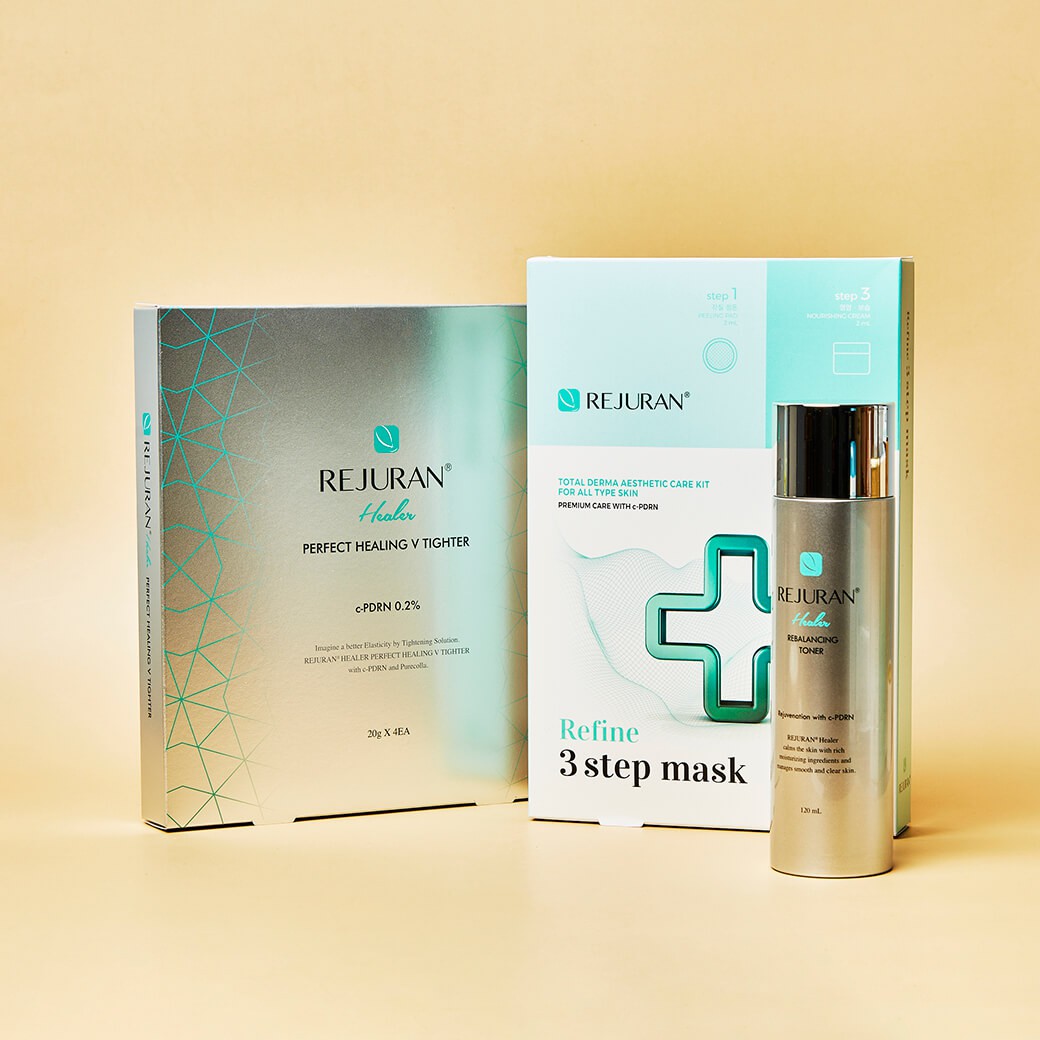 SET REJURAN Healer Rebalancing Toner 120ml +Refine 3 Step Mask 1 กล่อง + V Tighter 1 กล่อง