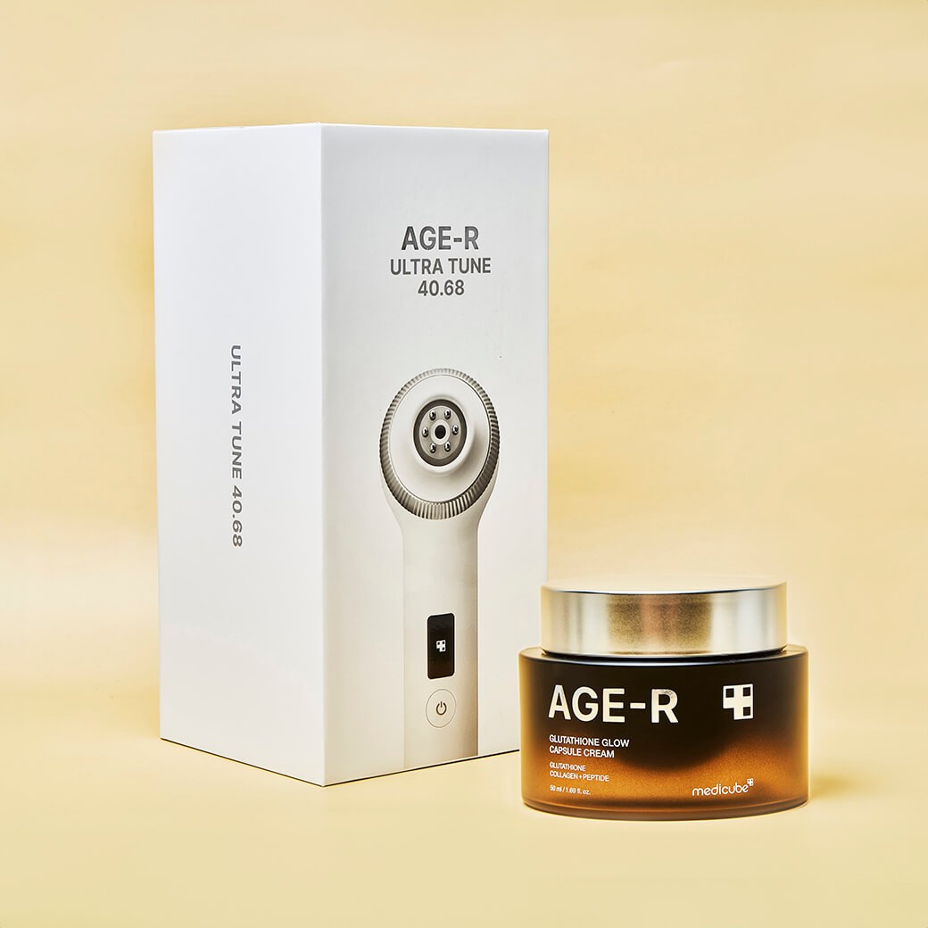 SET Medicube AGE-R Ultra Tune Lifting Collagen Device + Glutathione Glow Capsule Cream 50ml